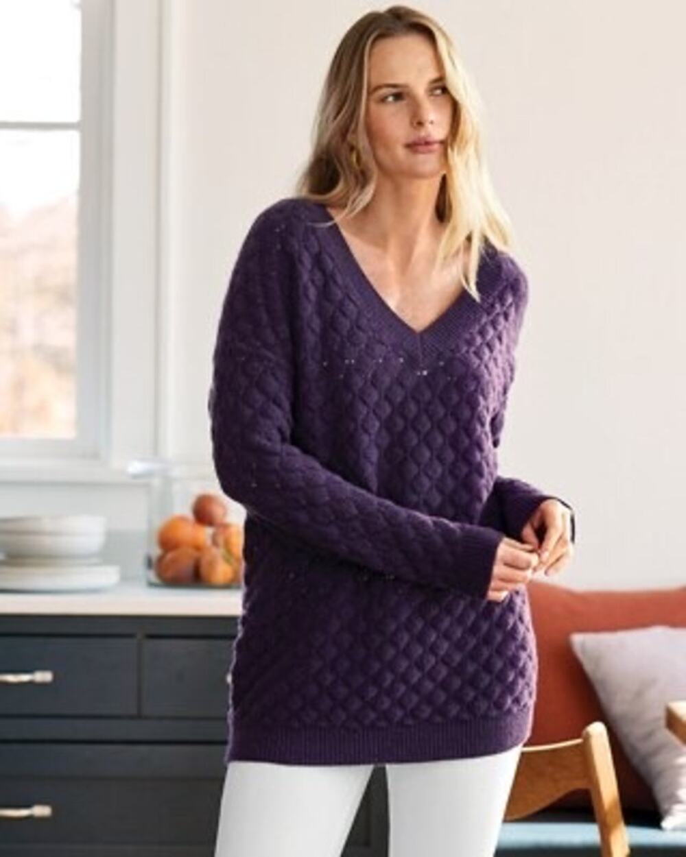 Garnett Hill Oversized Cashmere Cocoon Sweater Purple Size Medium